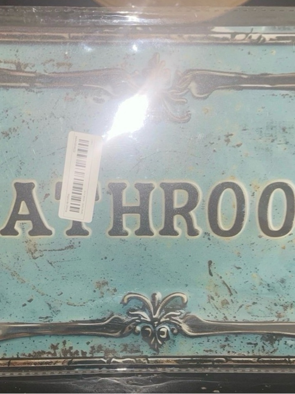 Source Unknown Blue Bathroom Metal Wall Sign